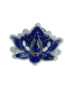 Blue Lotus Brooch, Handcrafted Beaded Flower Pin, Unique Floral Jewelry for Women, Gift for Her, Gift for Mom, Lotus Blossom Badge. — lifestyle photo