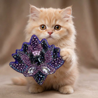 Purple Amethyst Lotus Flower Brooch, Crystal Beaded Lotus Pin, Handmade Violet Flower Jewelry, Elegant Floral Gift